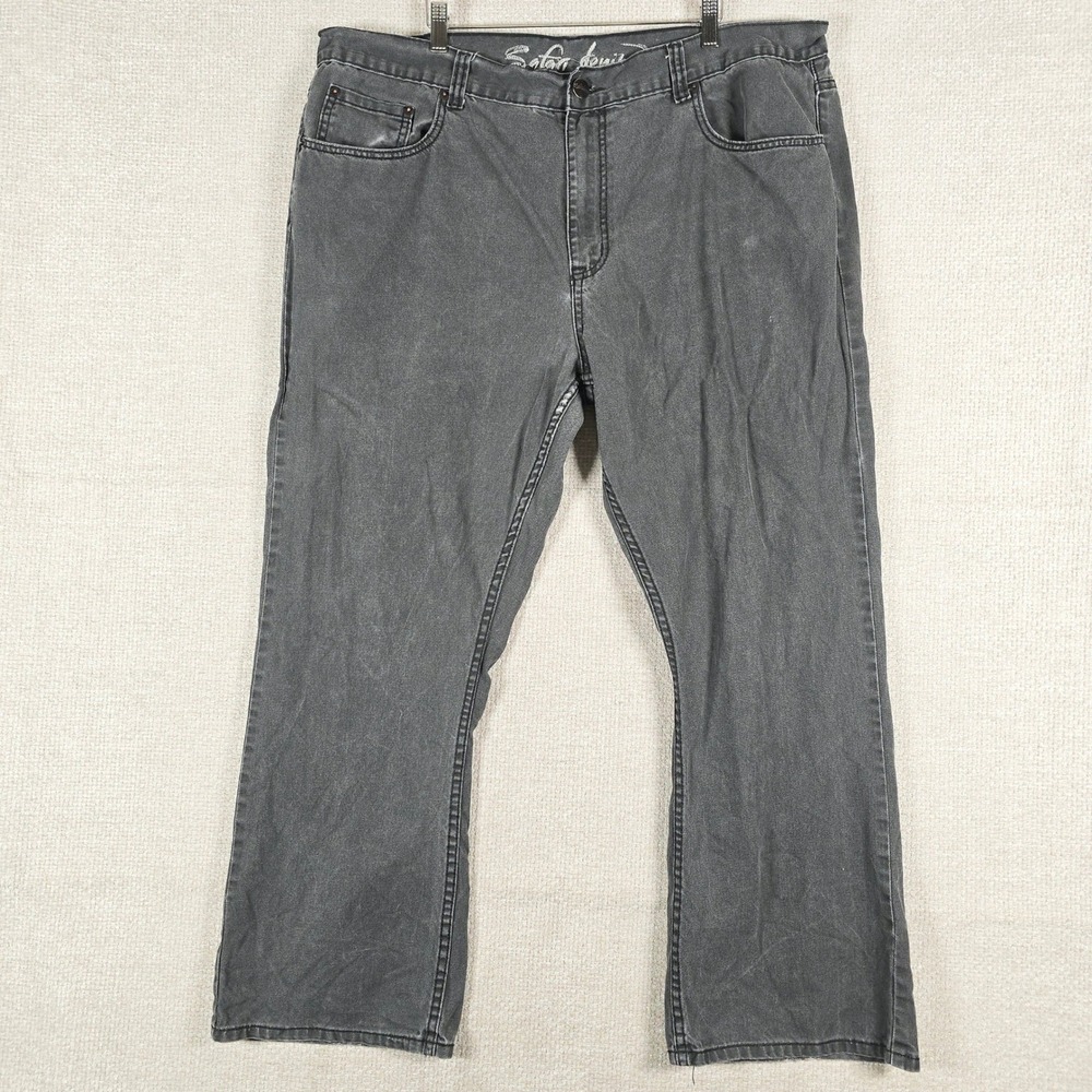 Safari Denim Mens Bootcut Jeans 42x30 Washed Black Y2K Cotton RN114936